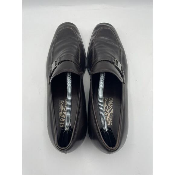 Salvatore Ferragamo Shoes Dark Brown Italy Buckle Wide Toe Loafer Dress 10.5 2E main image 8